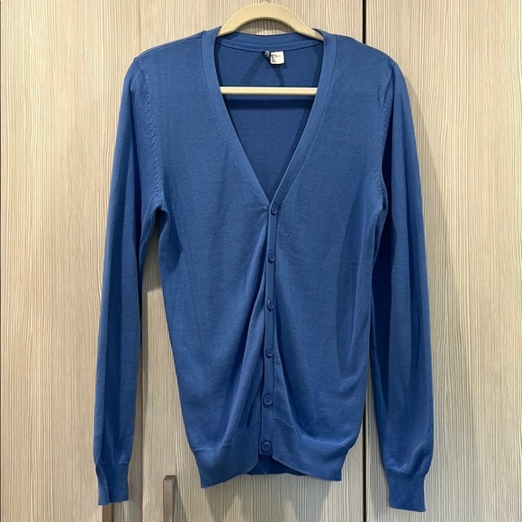 NEW H&M Divided | Schoolgirl Style Varsity Cardigan | 100%‎ Cotton | Blue | XS - Picture 1 of 8